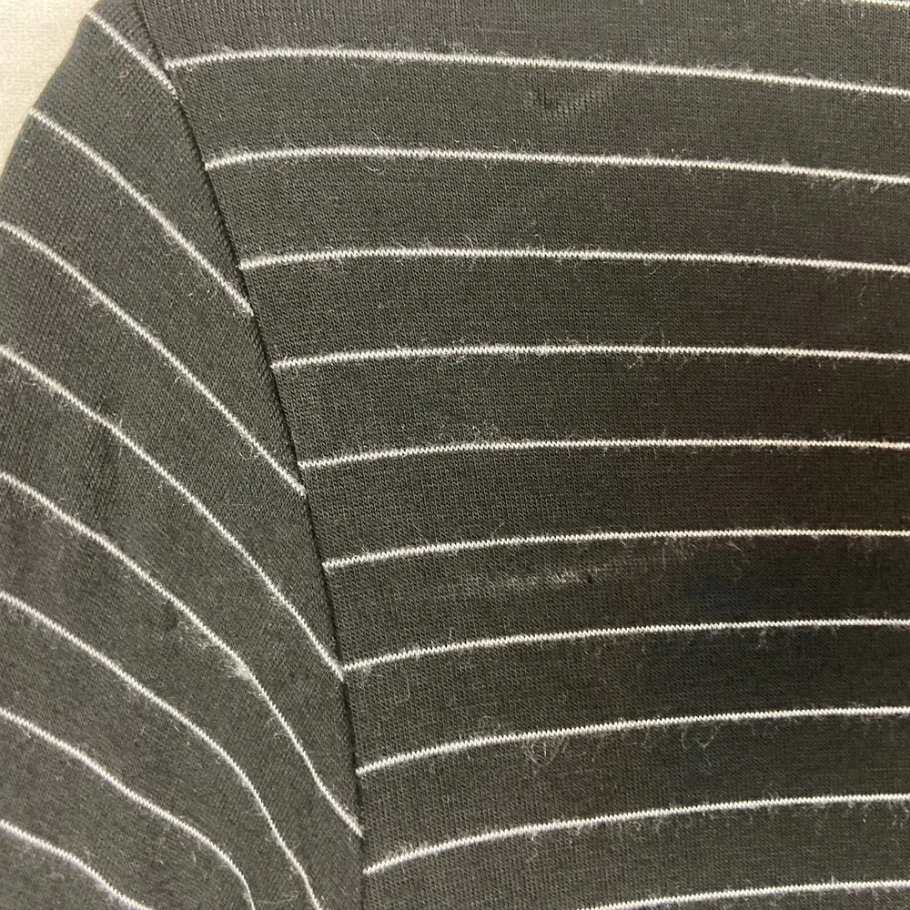 Comfy USA Cardigan Womens XS Black‎ White Striped Zip Front V-Neck Long Sleeve